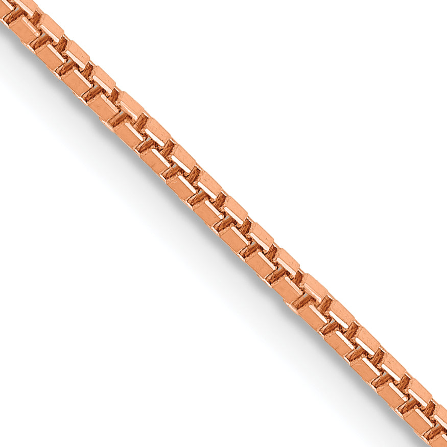 14K Rose Gold 24 Inch 1.3Mm Box Link With Lobster Clasp Chain