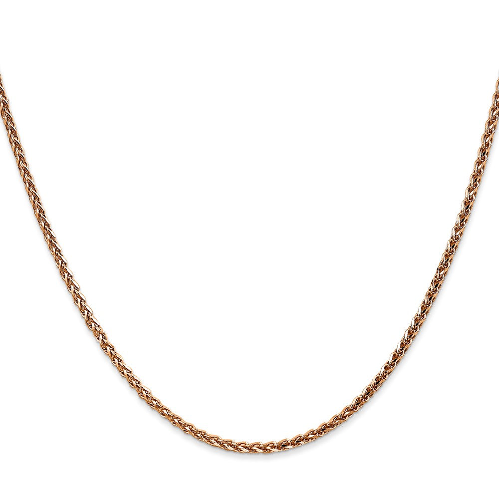 14K Rose Gold 18 inch 2.1mm Diamond-cut Spiga with Lobster Clasp Chain