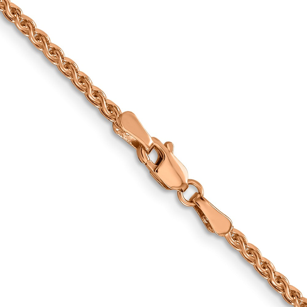14K Rose Gold 20 inch 2.1mm Diamond-cut Spiga with Lobster Clasp Chain