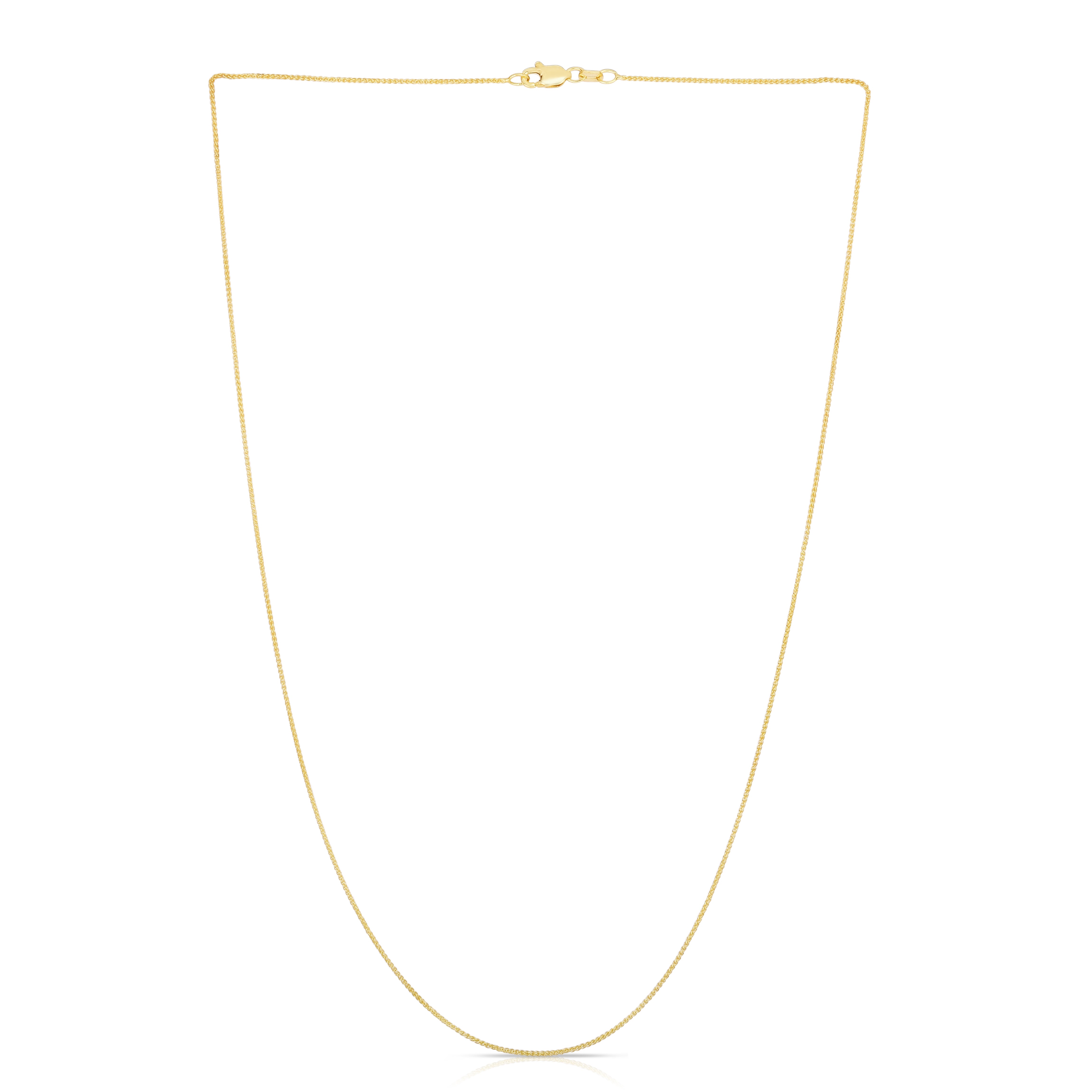 14K Yellow Gold 0.6mm Round Wheat 18" Chain with Lobster Lock