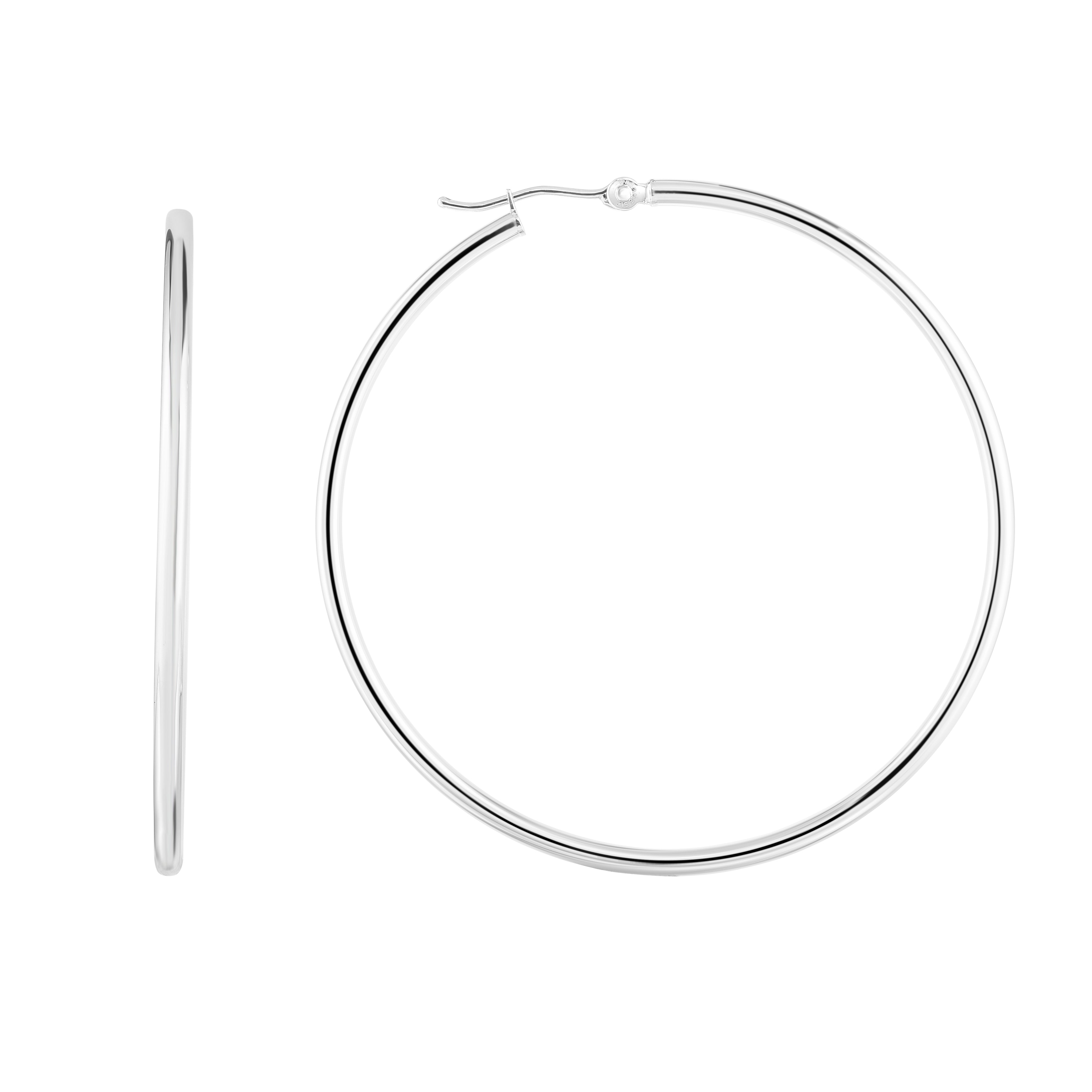 14K White Gold 2x50mm Hoop Earring