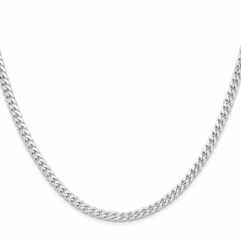 925 Sterling Silver Solid White 5 MM Rhodium Round Franco Link Chain