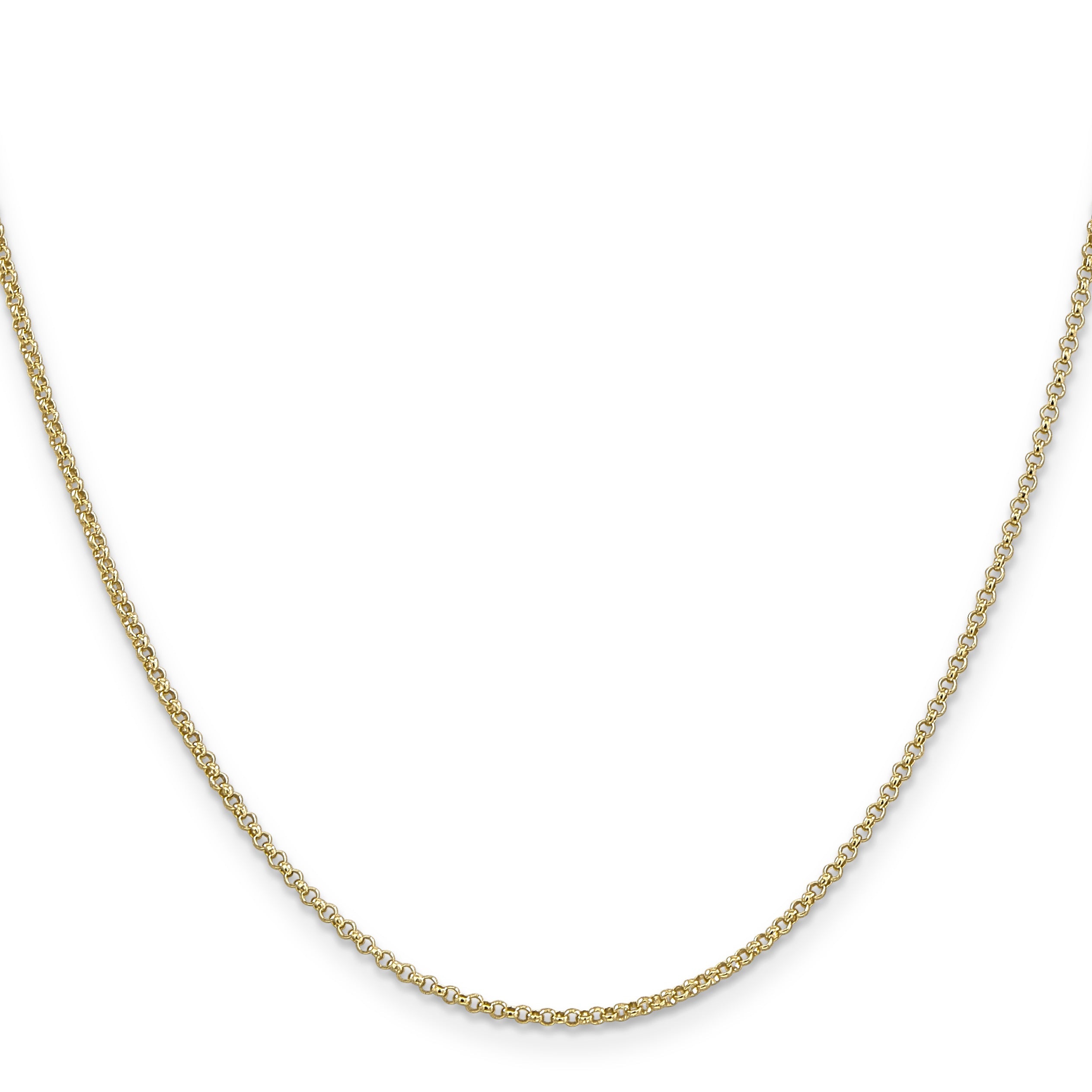 14KT Solid Yellow Gold 2 MM Rolo Link Chain