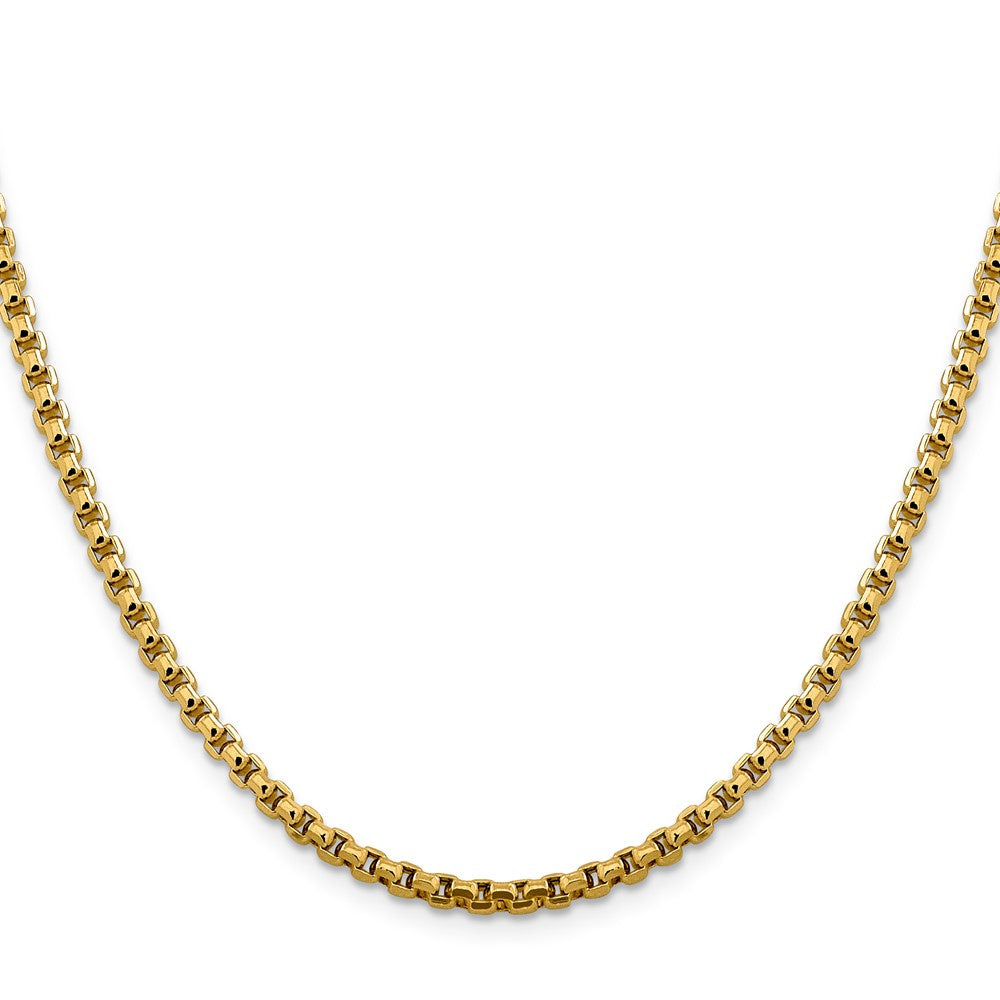 14KT Hollow Yellow Gold 3.5 MM Diamond Cut Round Box Link Chain