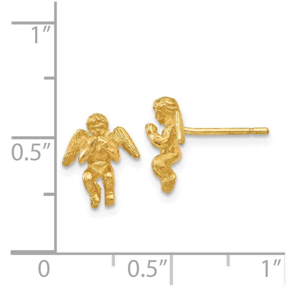 14k Polished & Diamond-Cut Angel Earrings