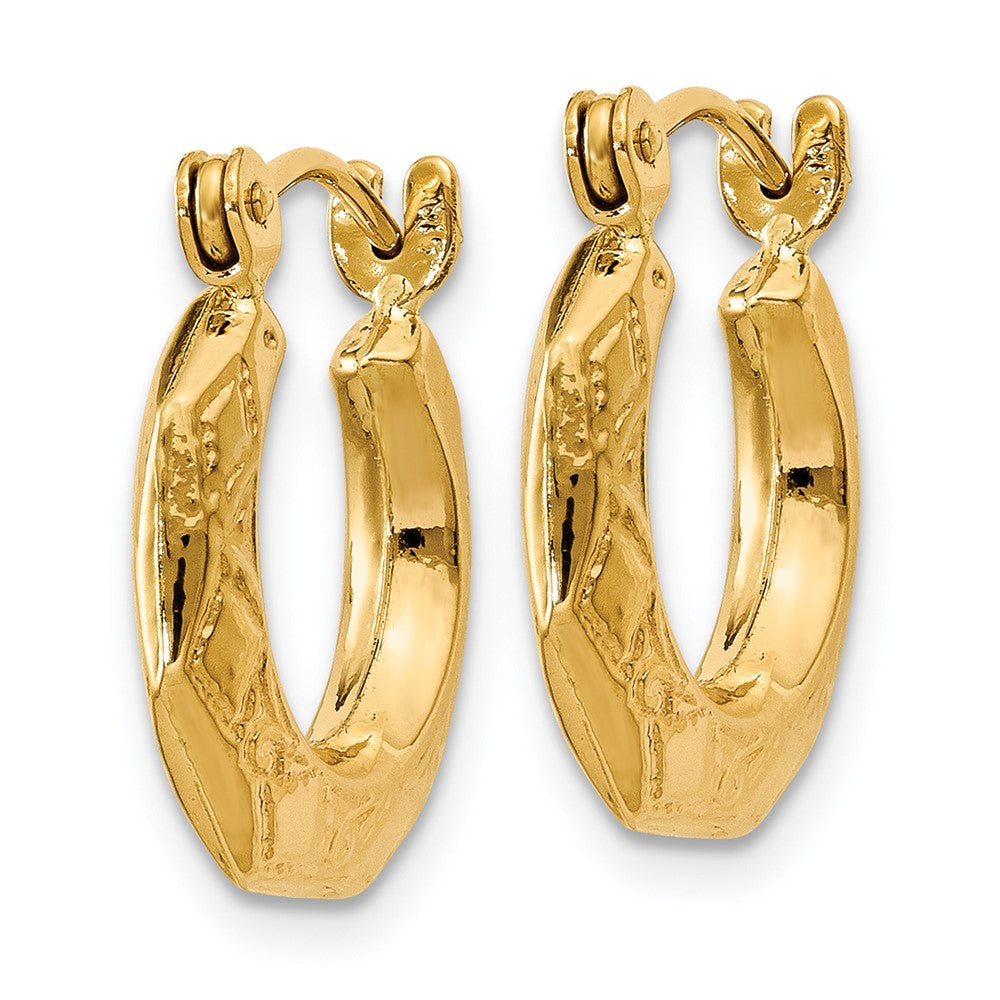 14k Polished Patterned Hollow Hoop Earrings