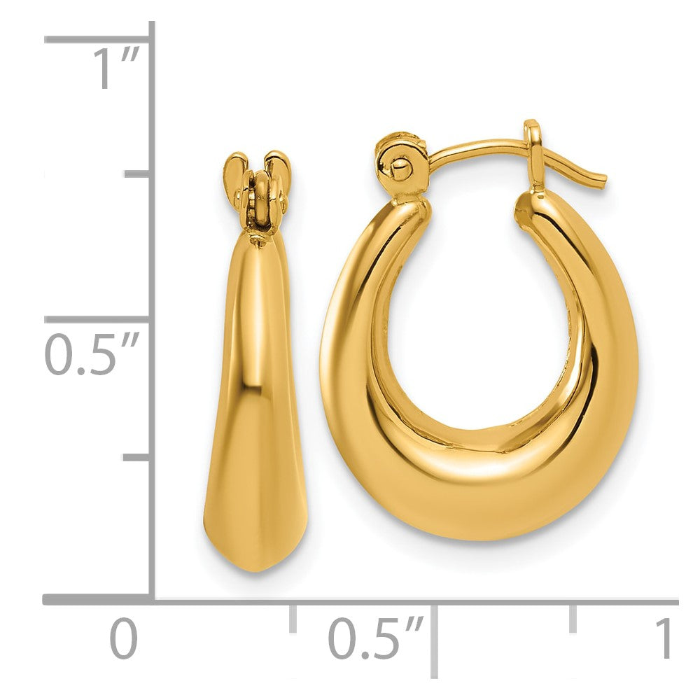 14k Polished Oval Hollow Hoop Earrings