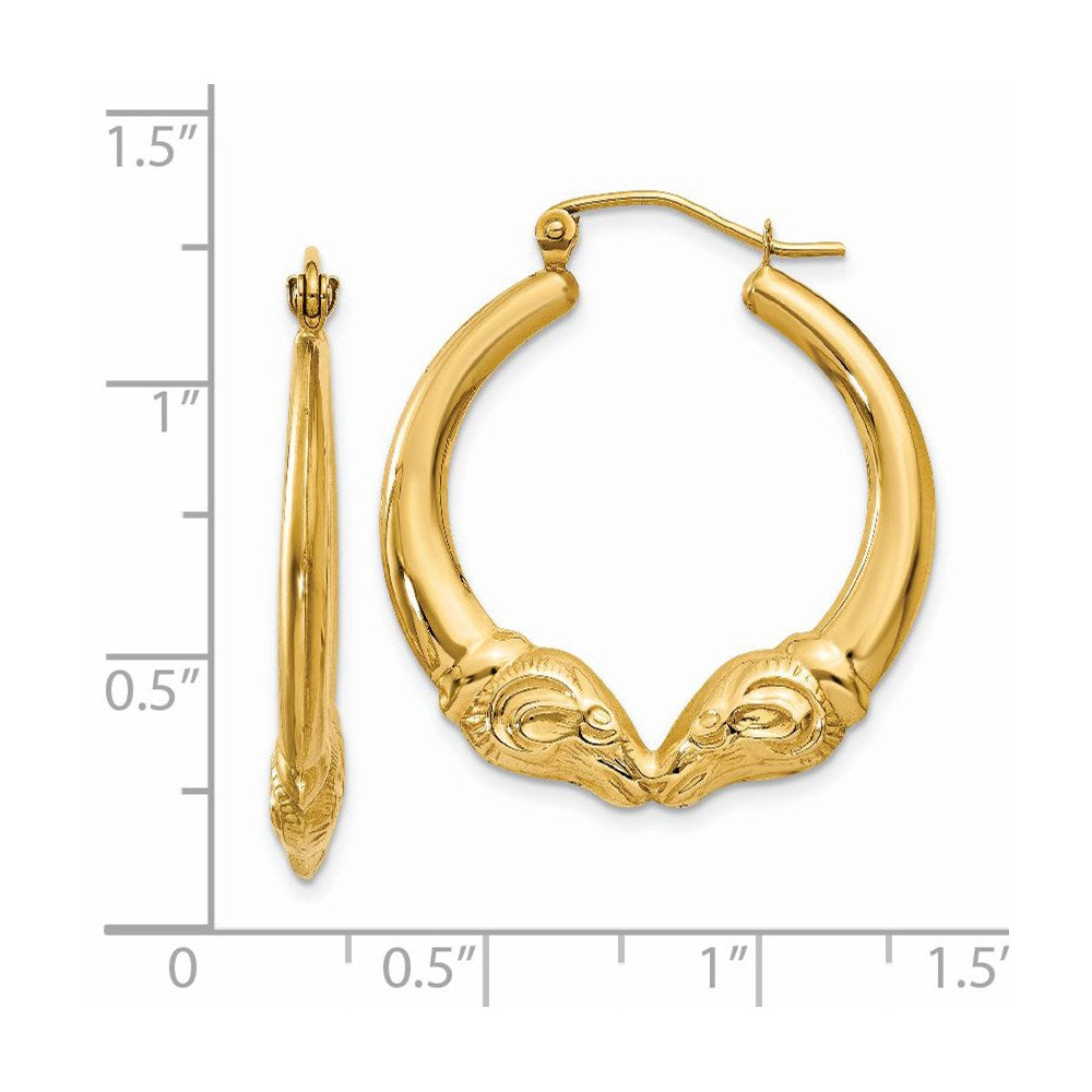 14k Polished Ram Hoop Earrings
