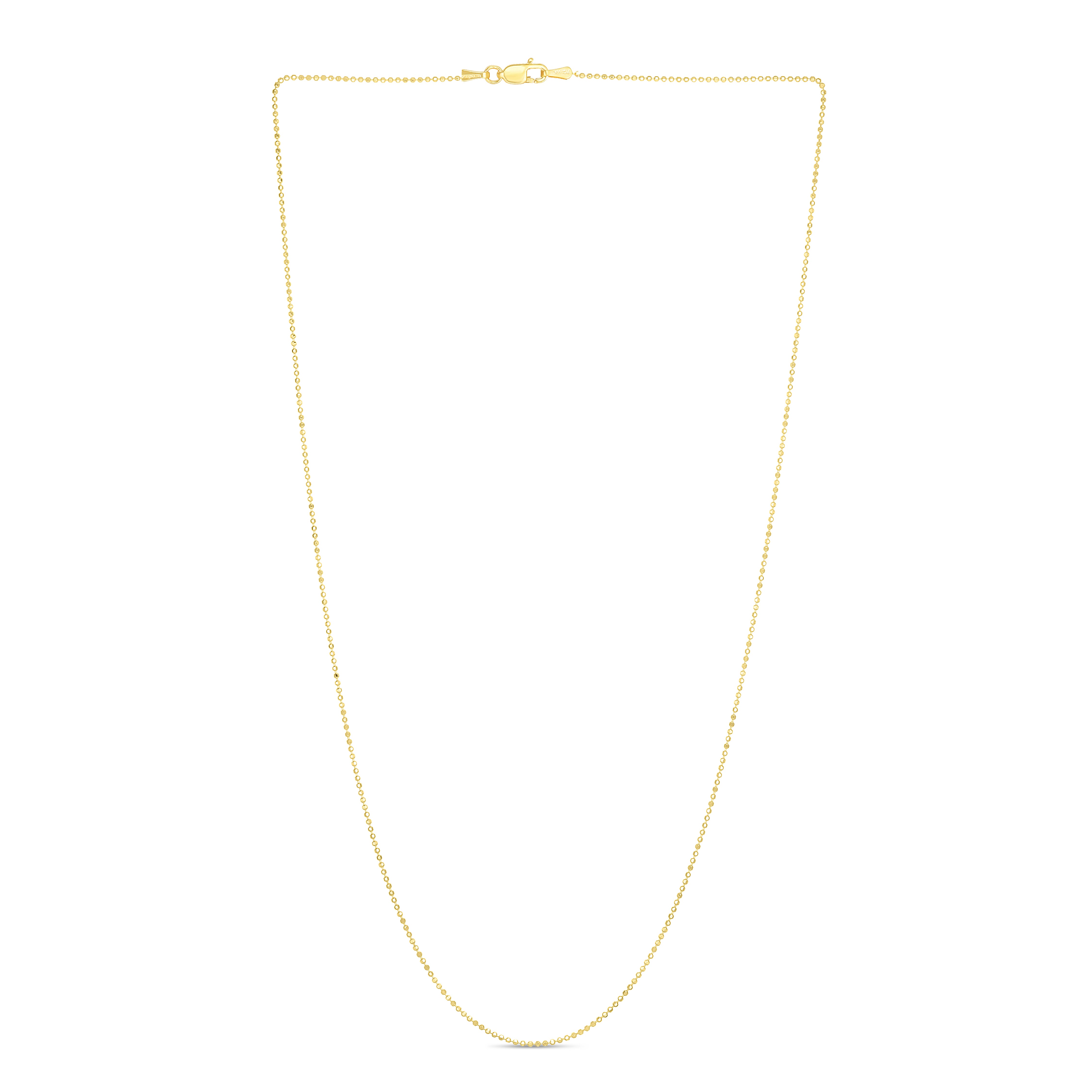 14K Yellow Gold 1.5mm Bead 20" Chain with Lobster Lock