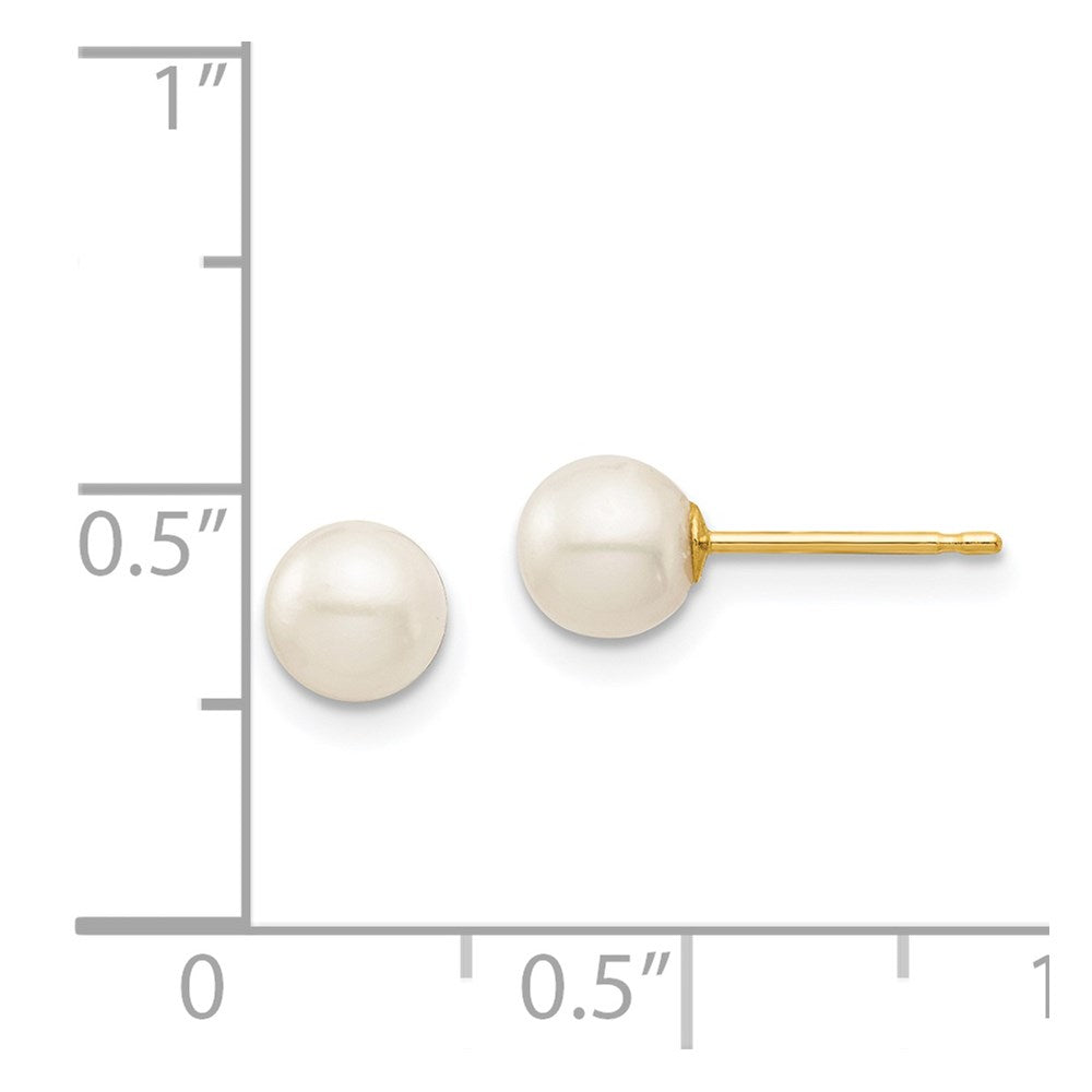 14K Madi K 5-6mm White Round Freshwater Cultured Pearl Stud Post Earrings