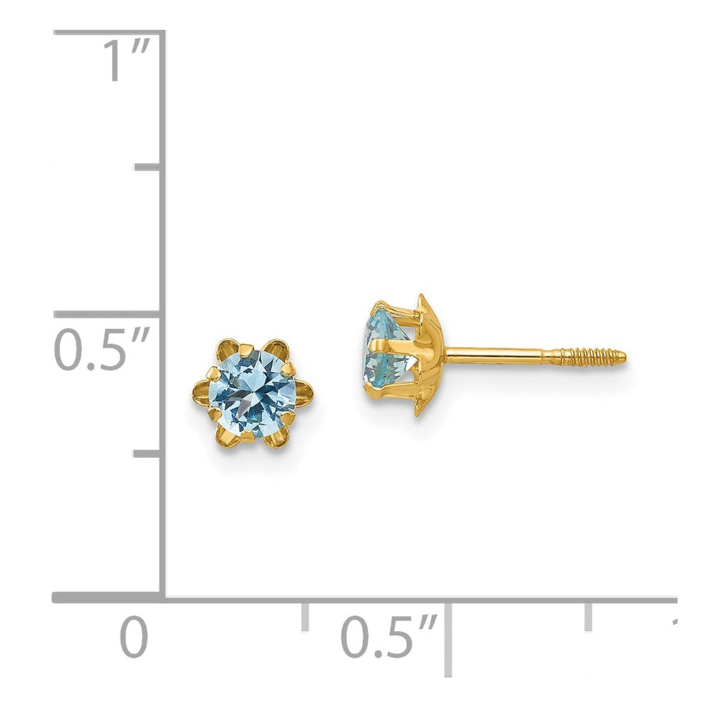 14k Madi K 4mm CZ Birthstone (Mar) Screwback Earrings
