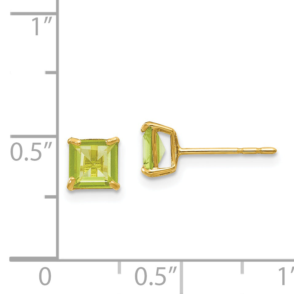 14k Madi K Peridot 5mm Square Post Earrings