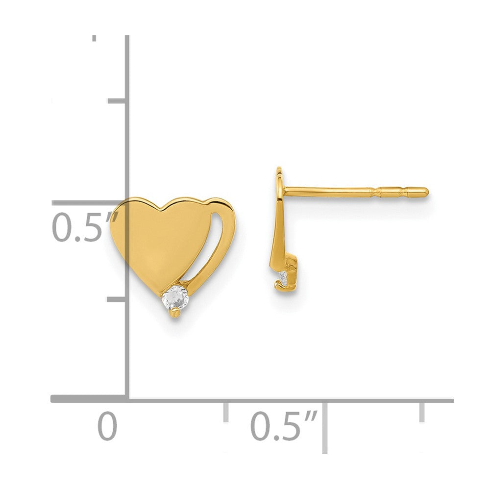 14ky Madi K Childrens Polished CZ Heart Post Earrings