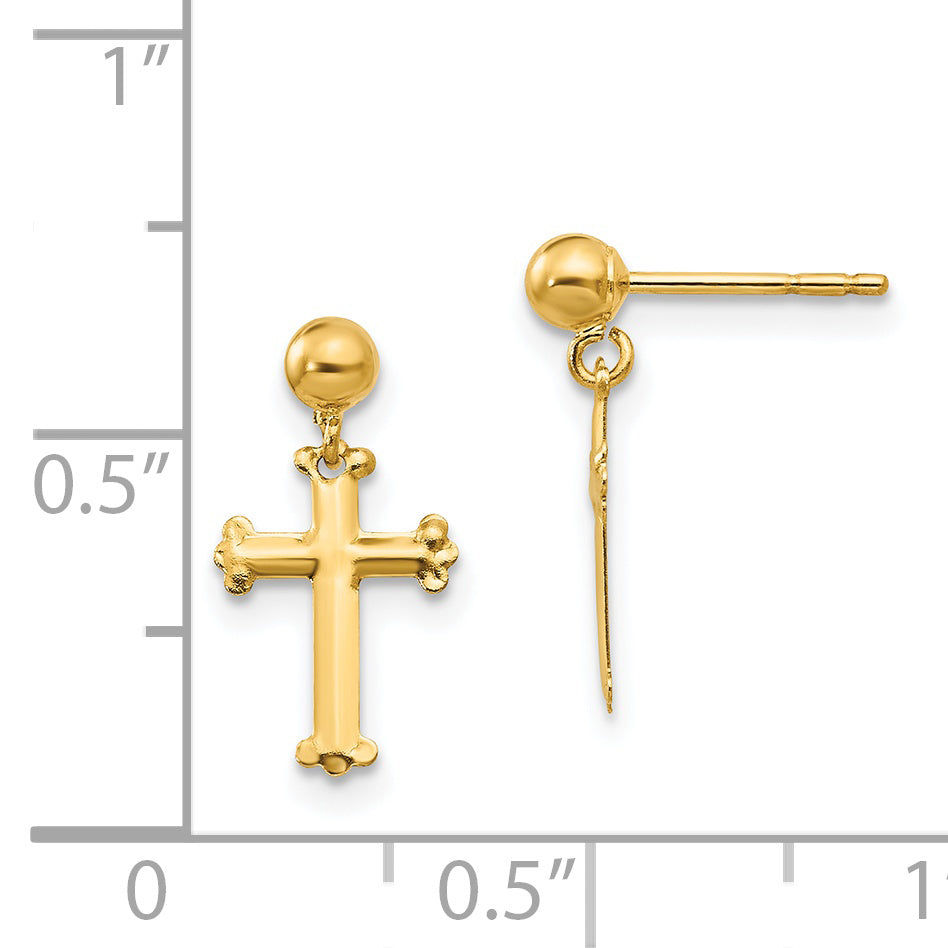 14k Madi K Cross Dangle Post Earrings