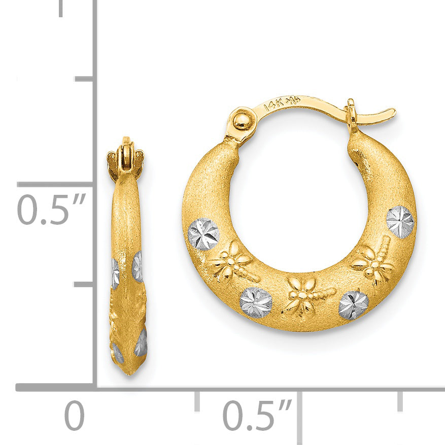 14K Madi K w/Rhodium Hoop Earrings