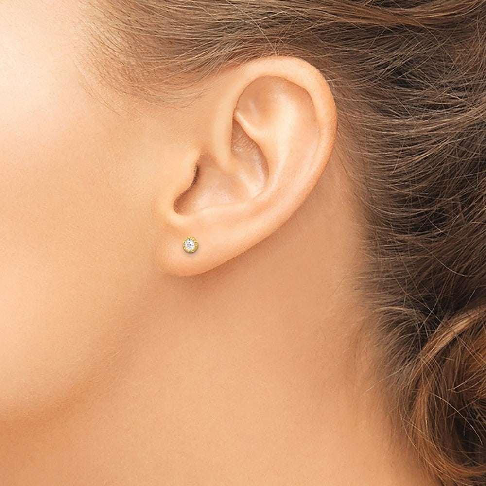 14k Madi K Milgrain Bezel CZ Post Earrings