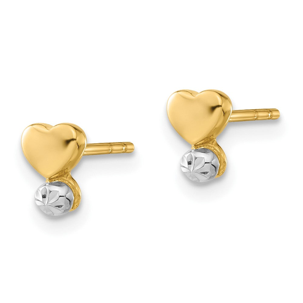 14ky Madi K Childrens Rhodium-plated Polished D/C Heart Post Earrings