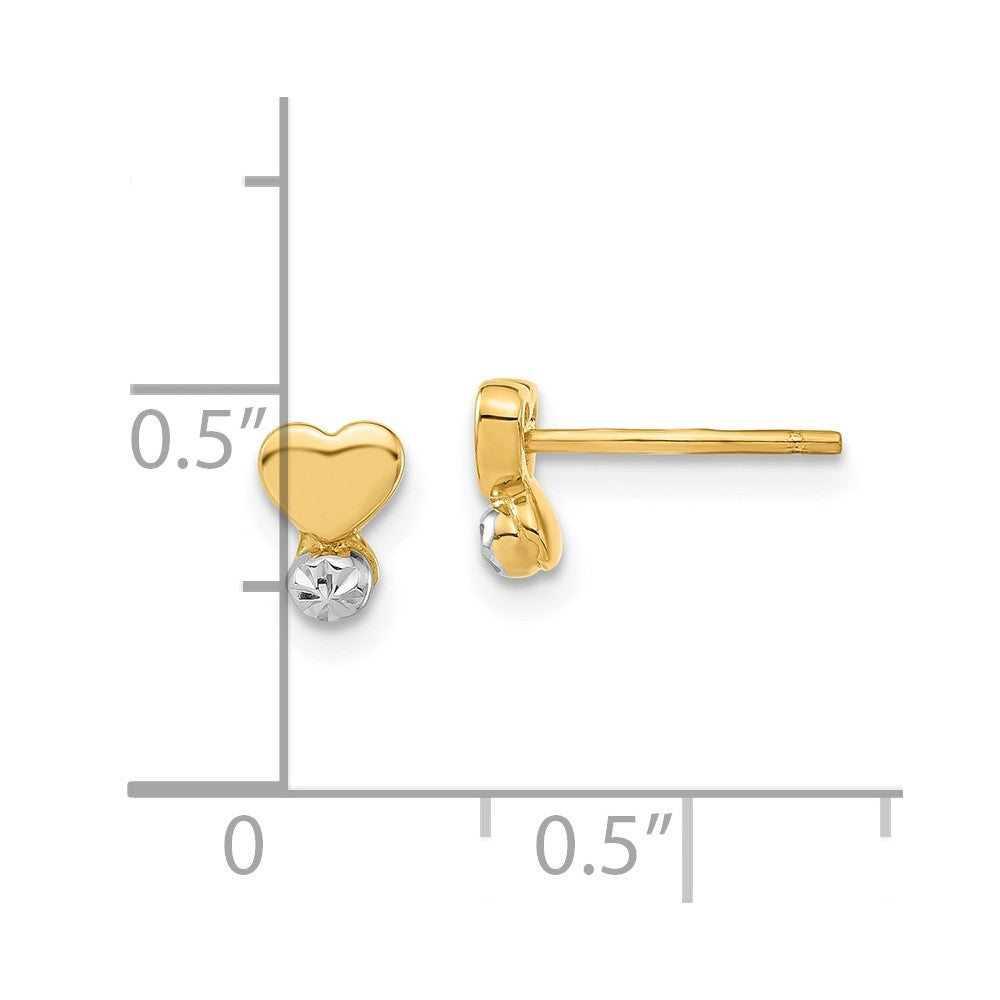 14ky Madi K Childrens Rhodium-plated Polished D/C Heart Post Earrings