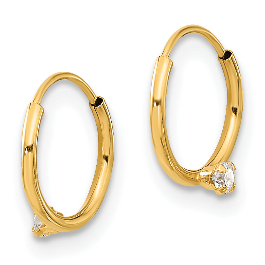 14k Madi K Polished 2mm CZ on Small Endless Hoops