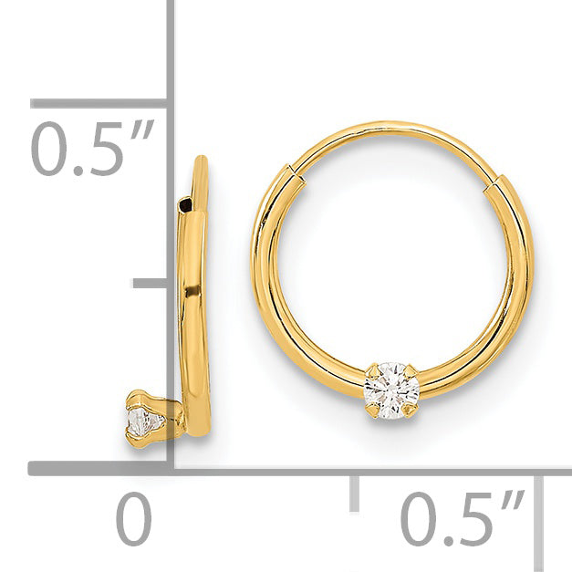 14k Madi K Polished 2mm CZ on Small Endless Hoops