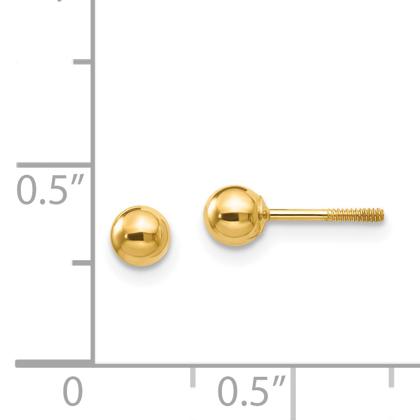 14k Madi K Polished 4mm Ball Screwback Earrings