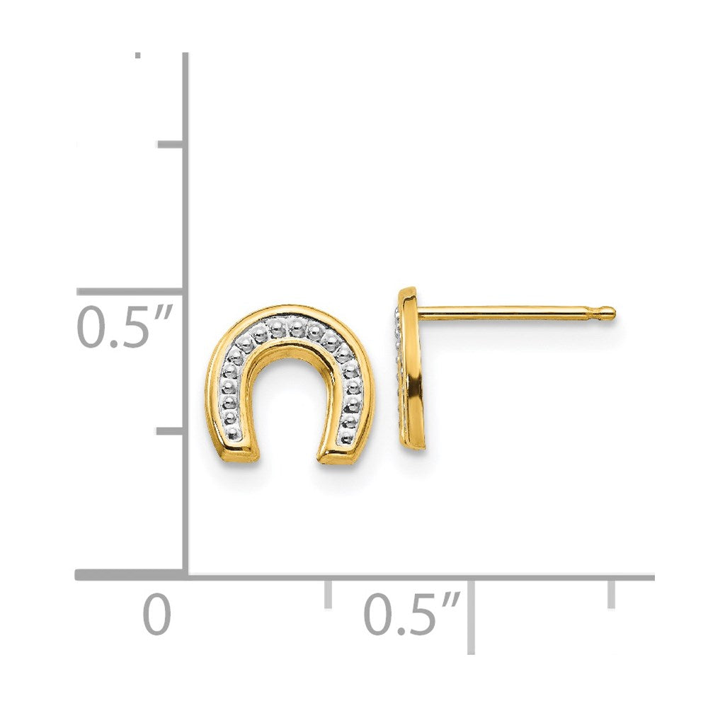 14k Madi K Polished & Rhodium Horseshoe Post Earrings