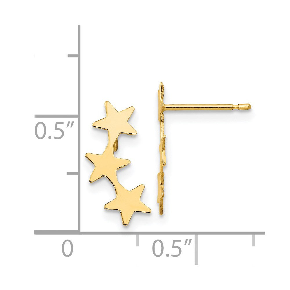 14k Madi K Polished 3-Star Post Earrings