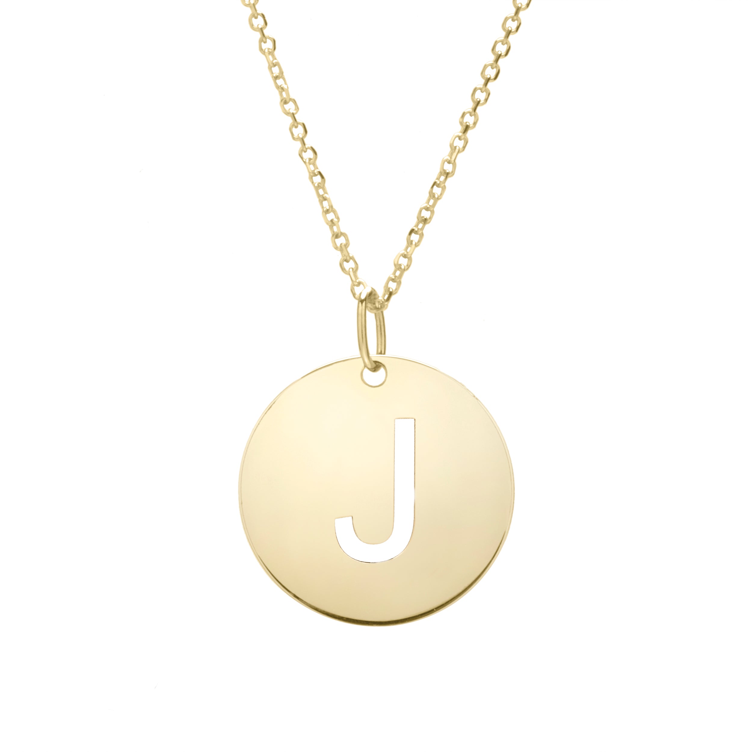 14K Yellow Gold Yours Truly Disc Pendant Initial J 18" Necklace