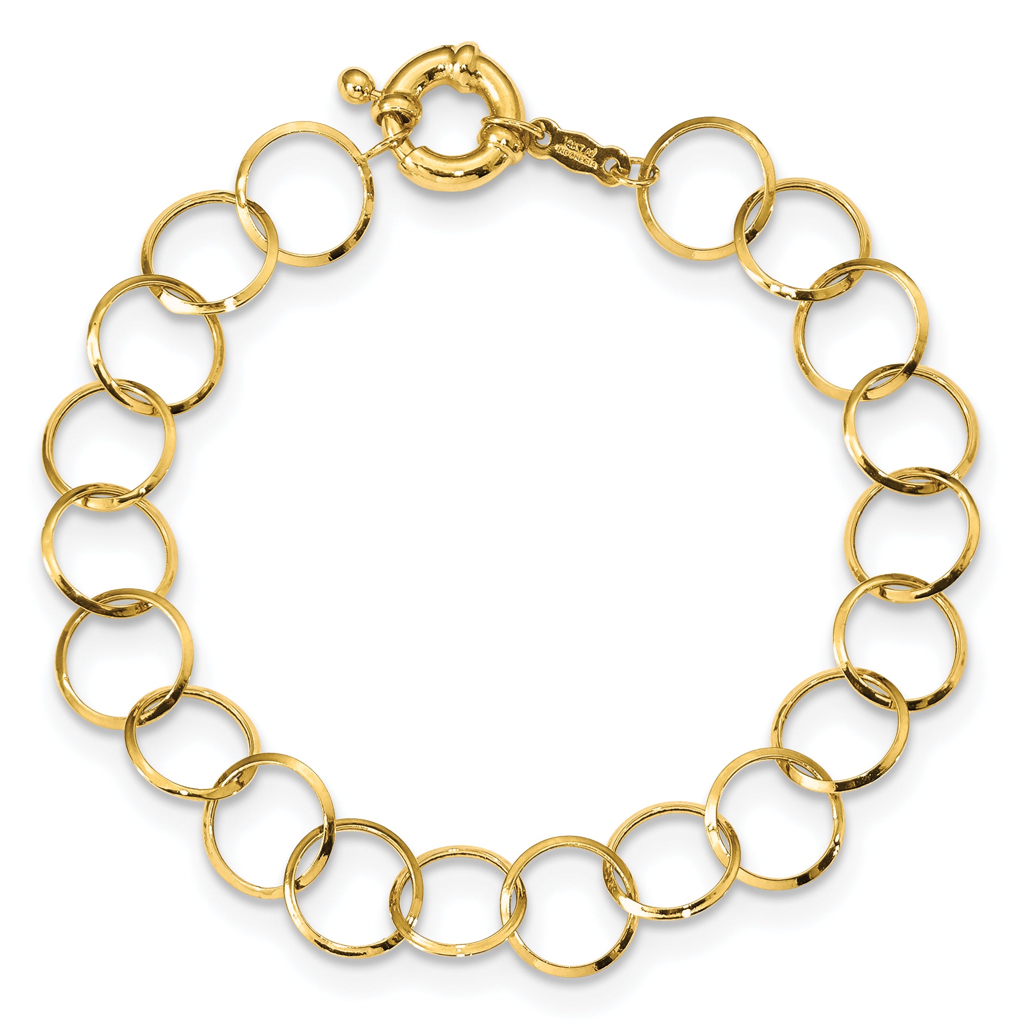 14K Polished Circle Chain 7.5 inch Bracelet