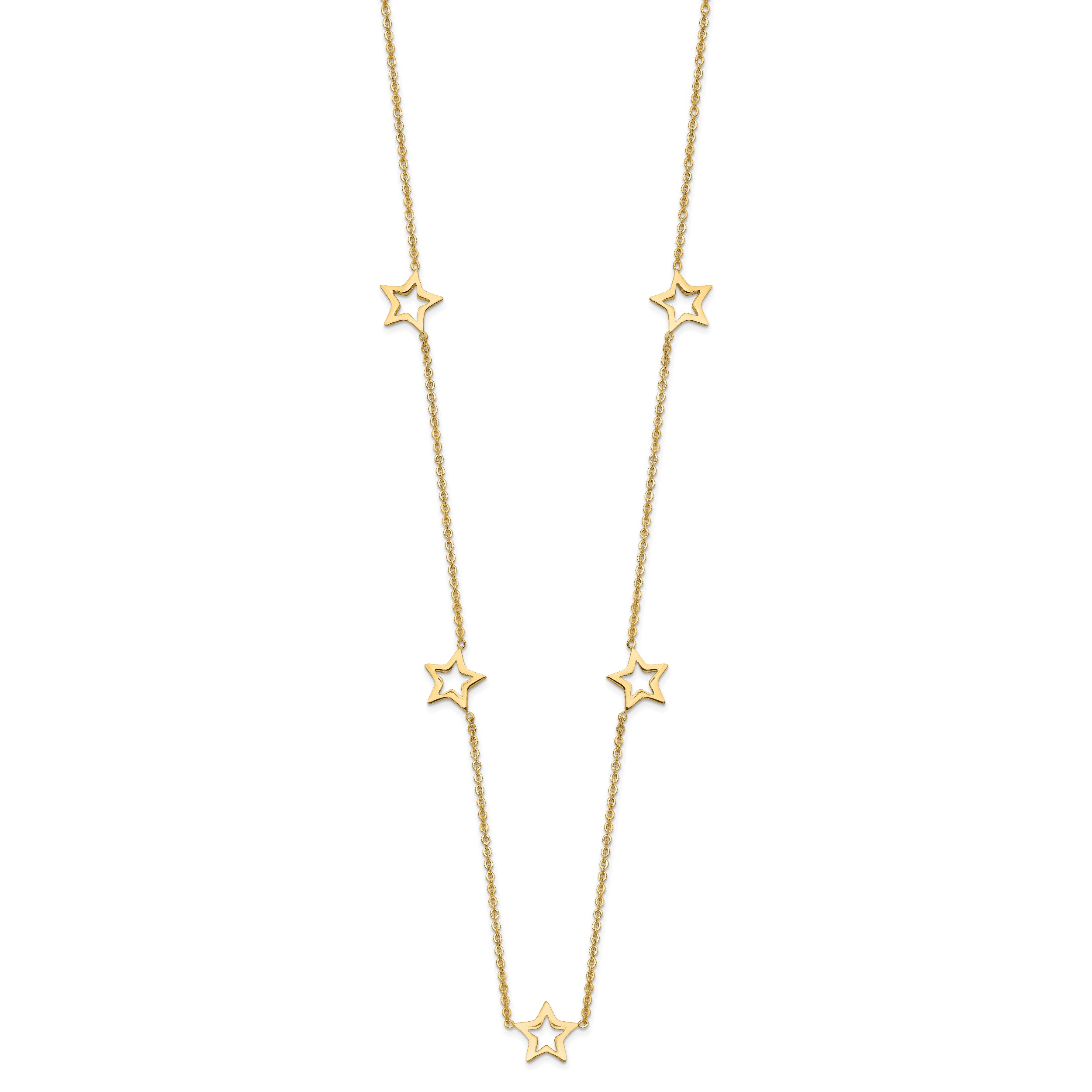 14K Open Stars 16 inch Necklace Plus 2 inch Extension