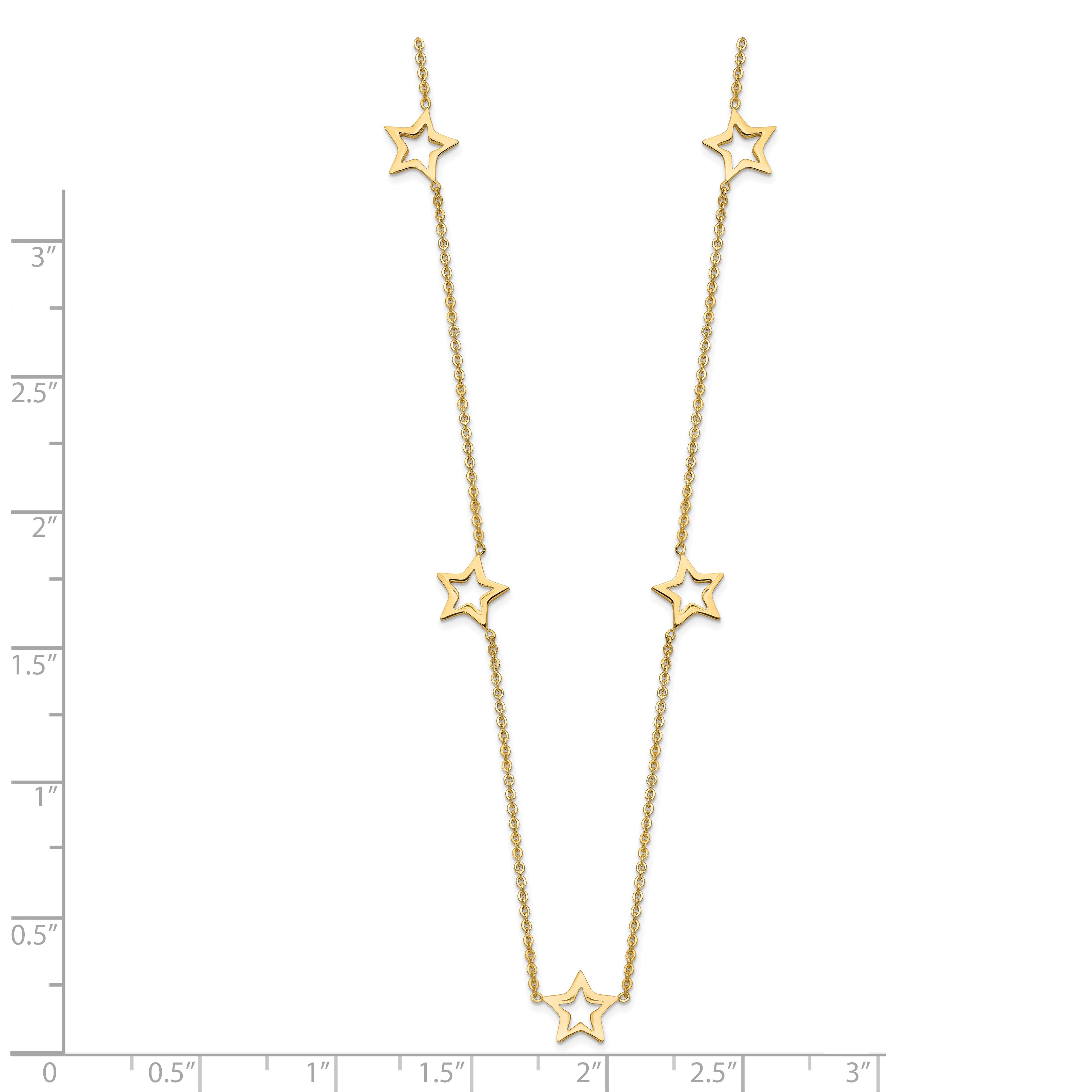 14K Open Stars 16 inch Necklace Plus 2 inch Extension