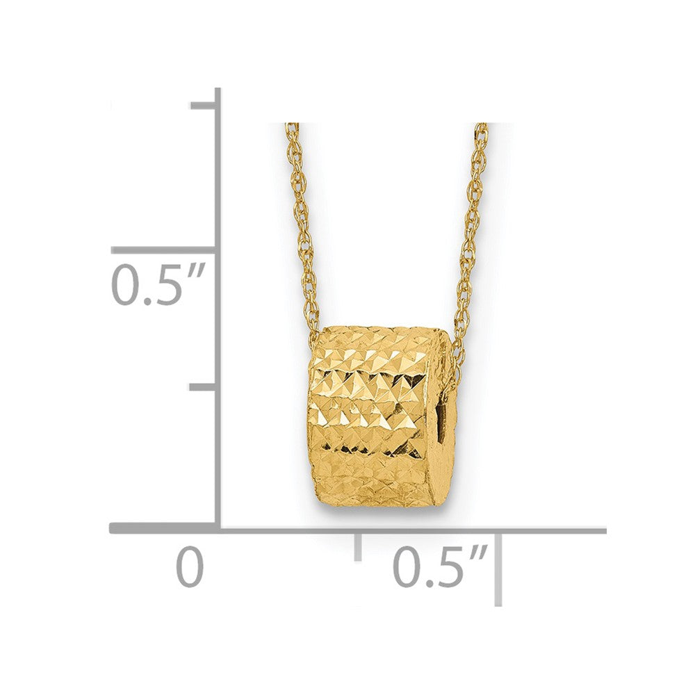 14K Rope Chain w/ Barrel Bead w/ 2in Extension Necklace