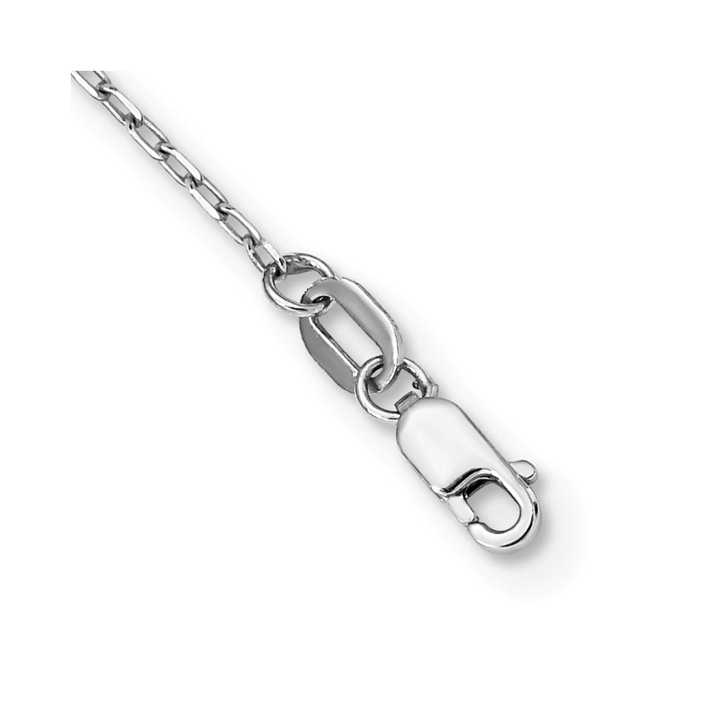 14k White Gold Diamond-cut 3mm Beaded Rosary 24 inch Necklace