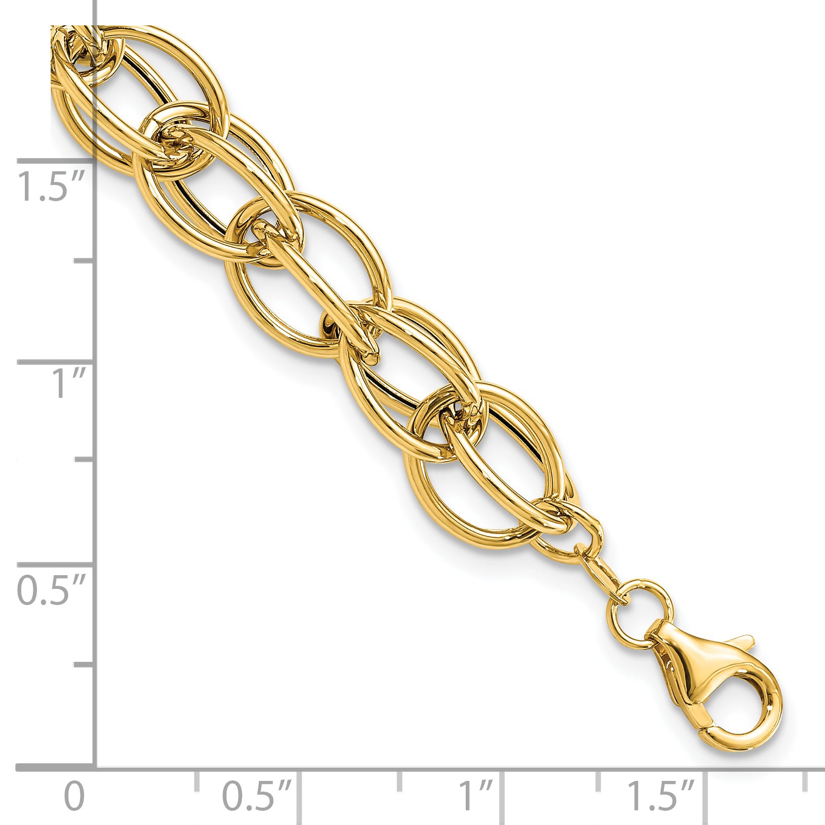 14k Gold Polished Textured Fancy Link Bracelet
