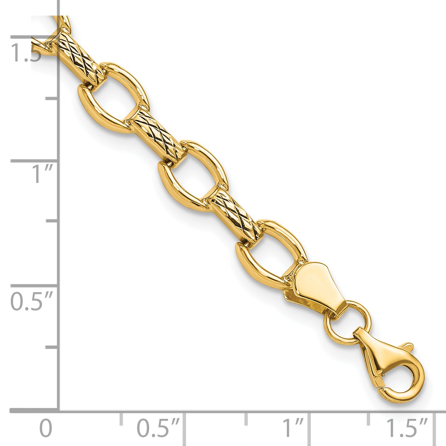 14K Diamond Cut Fancy Link Bracelet