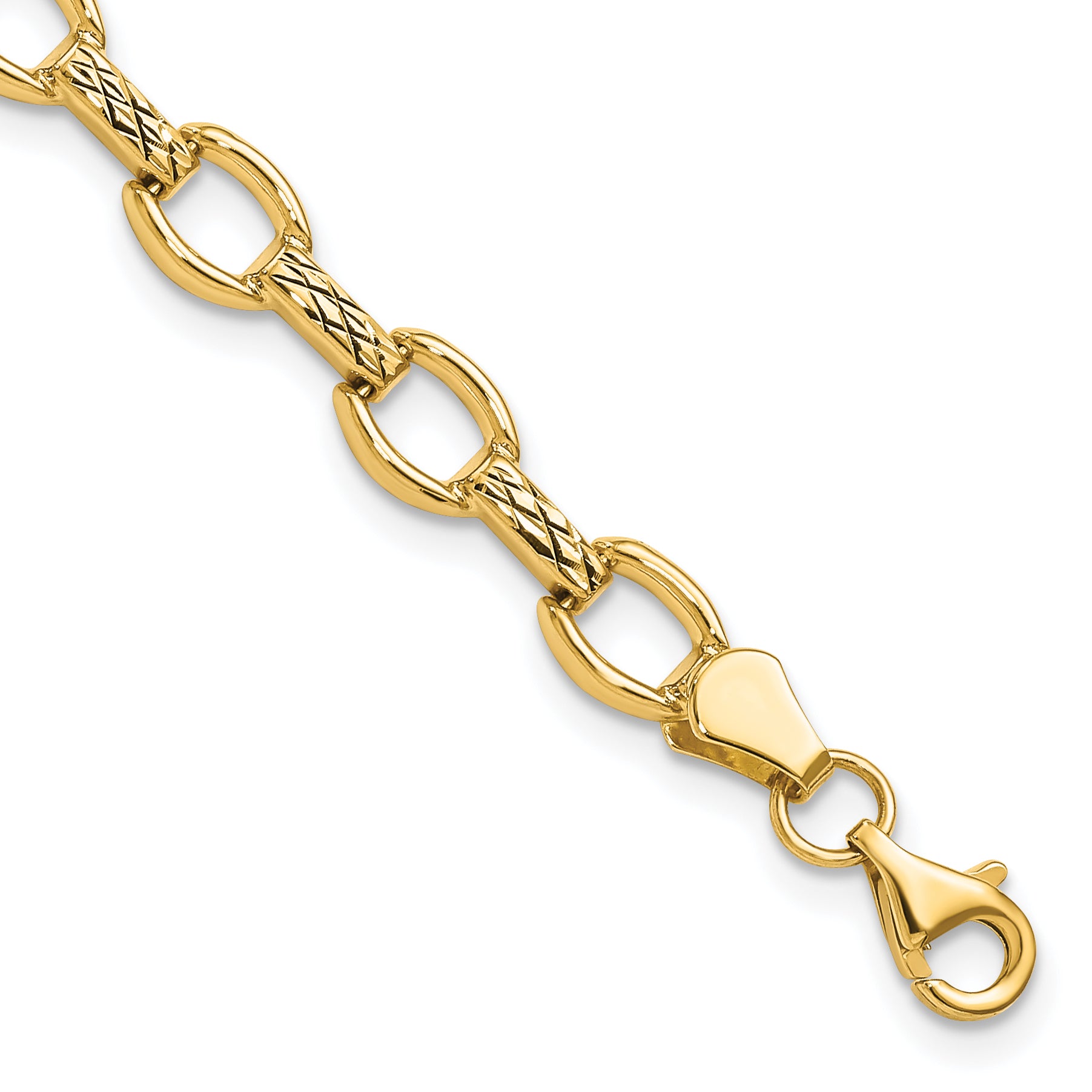 14K Diamond Cut Fancy Link Bracelet