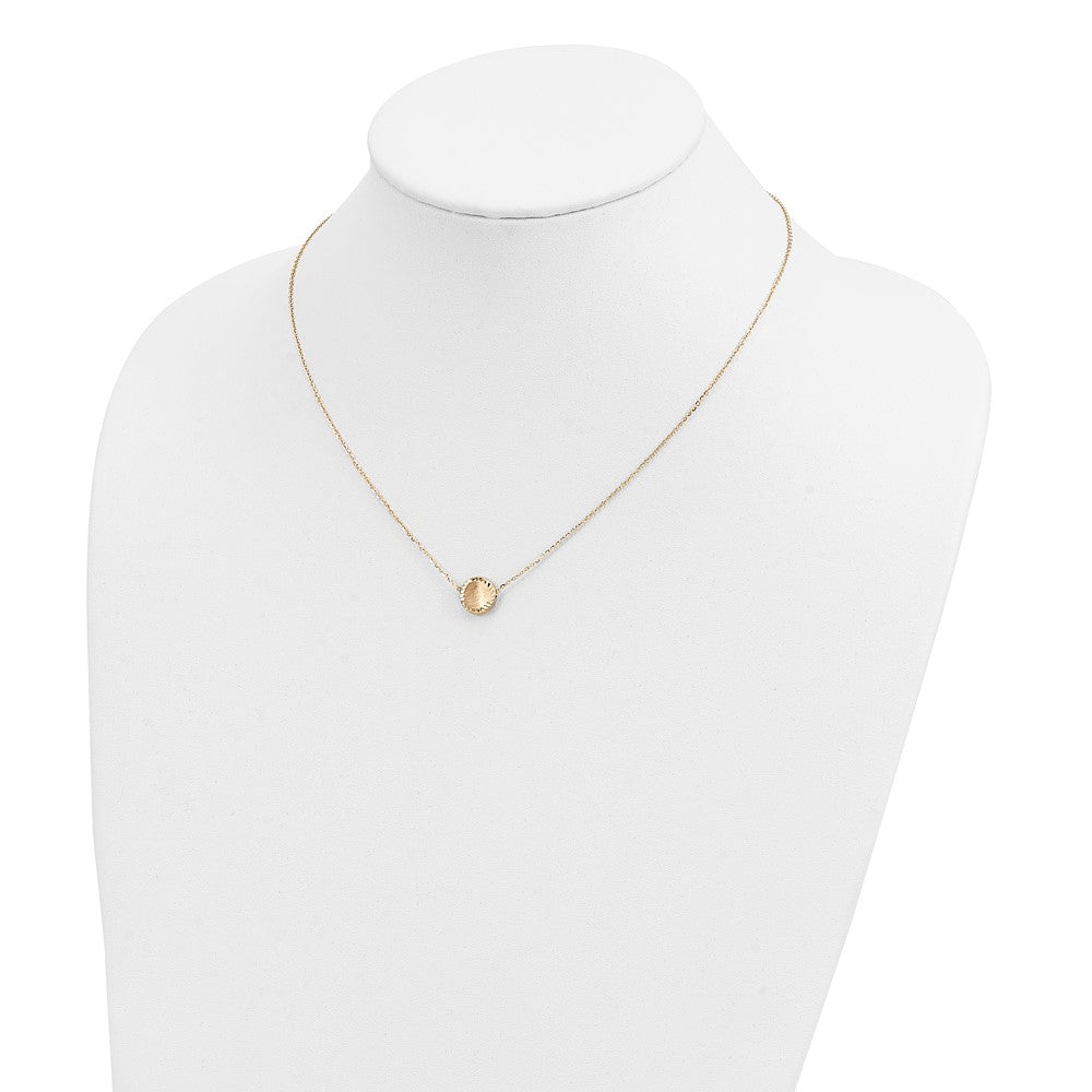 14k Brushed Polished & D/C Circle Necklace