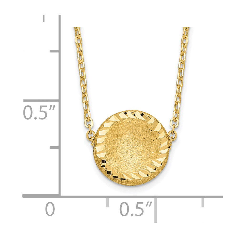 14k Brushed Polished & D/C Circle Necklace