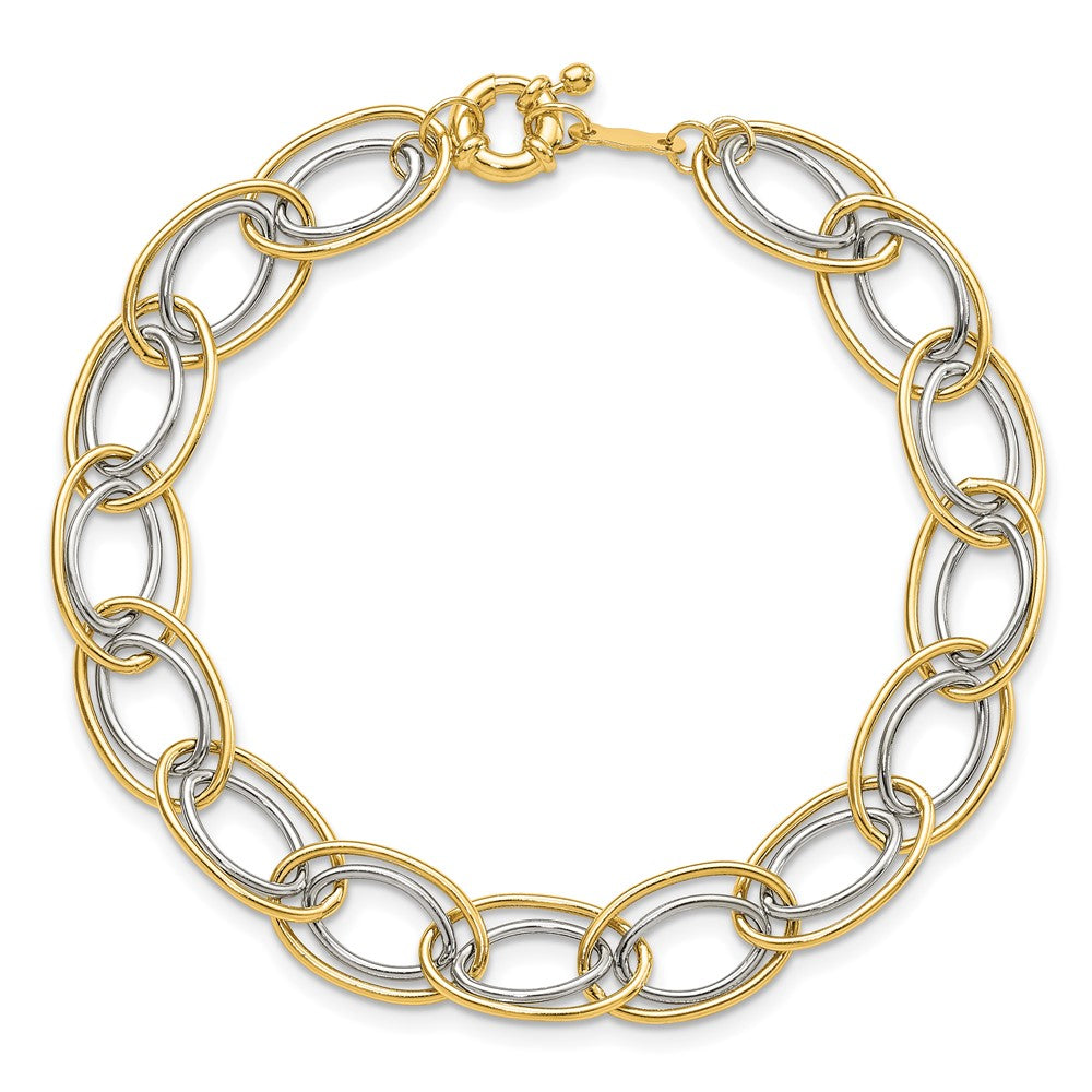 14k Two Tone Fancy Oval Link Bracelet