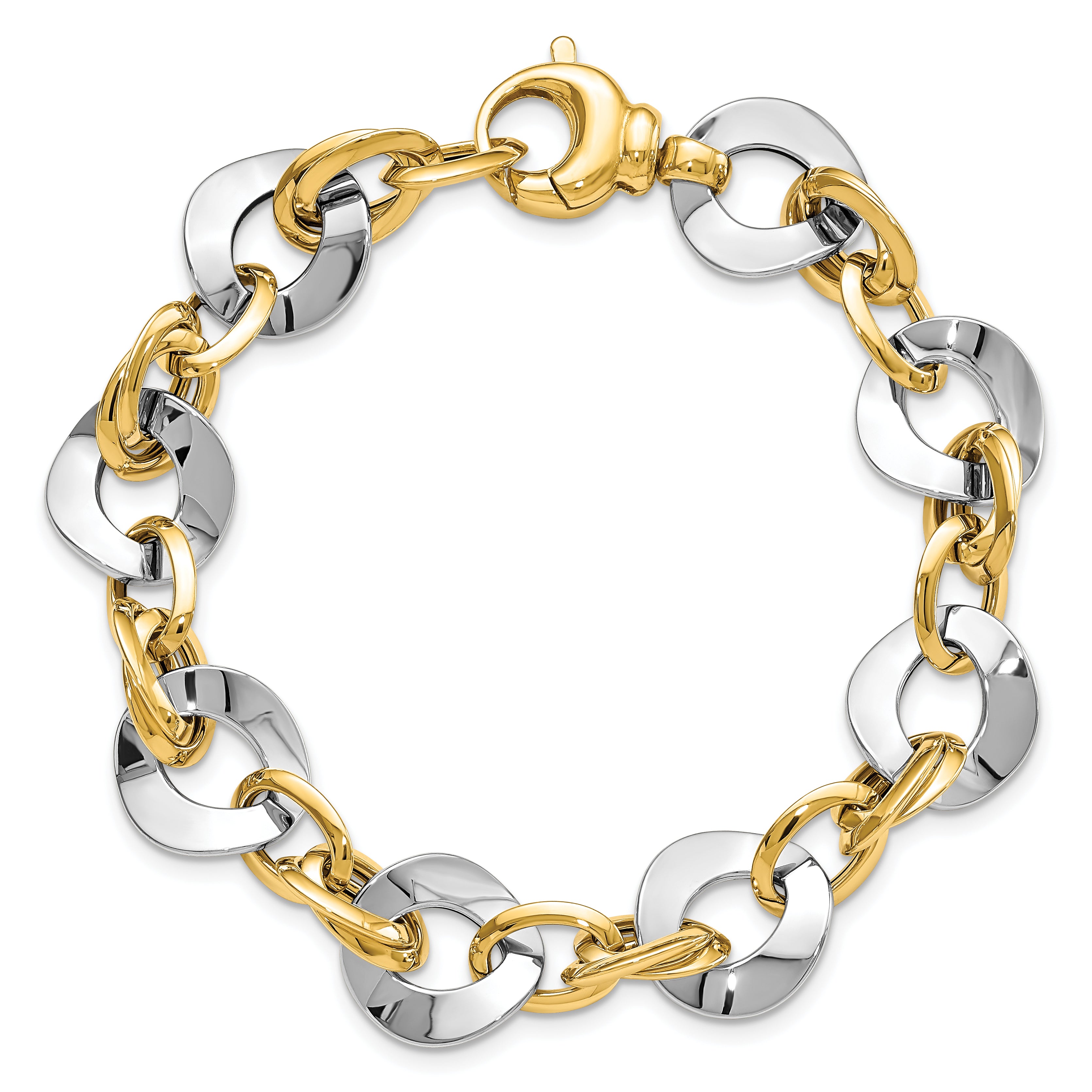 14K Two-Tone Polished Fancy Link Bracelet
