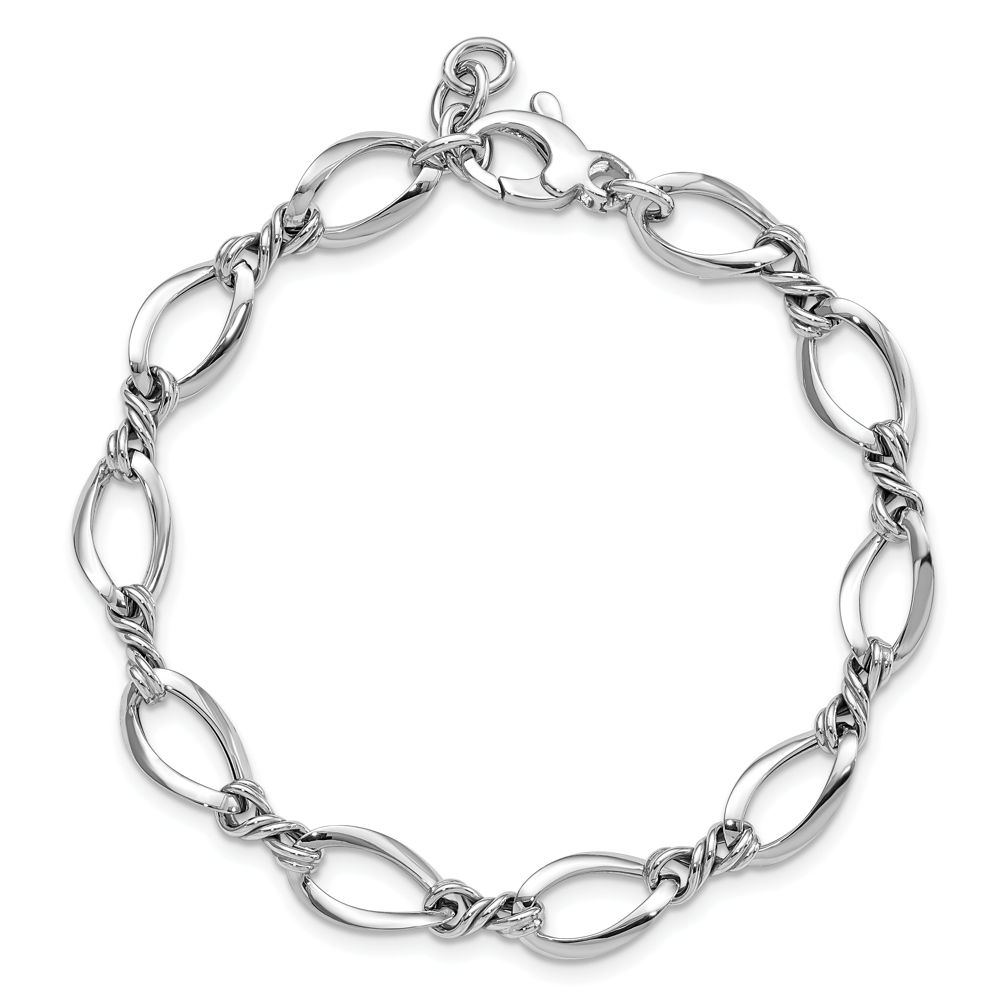 14K White Gold Fancy Link 7.5In Bracelet