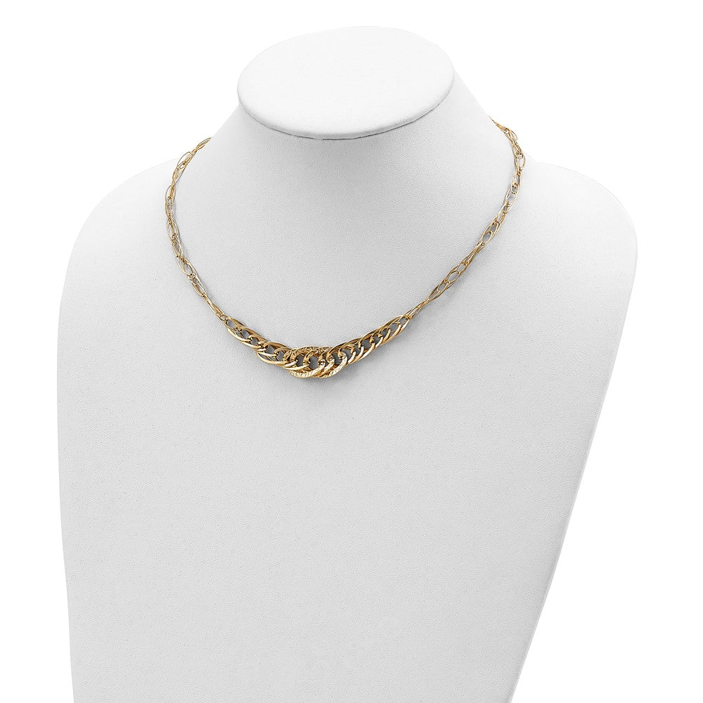 14k Yellow Gold Textured Fancy Link 18 inch Necklace