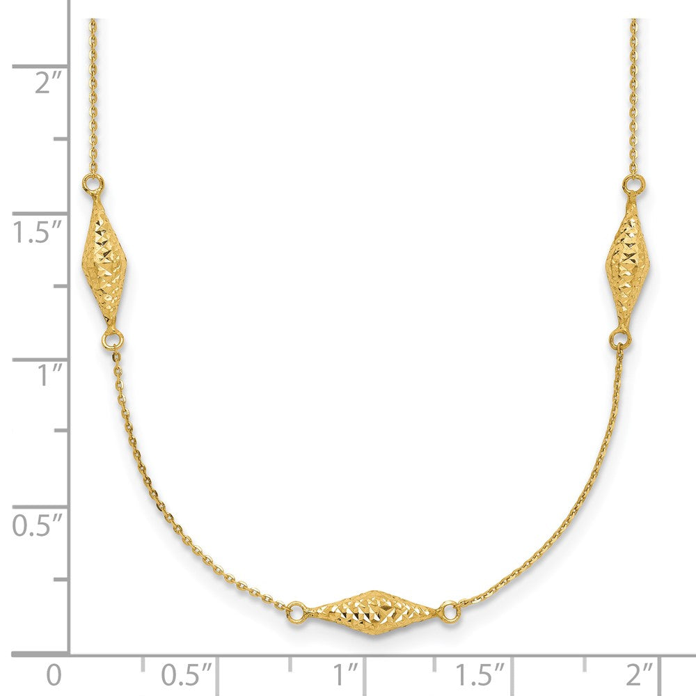 14k Polished and D/C Fancy Beaded 18in Necklace