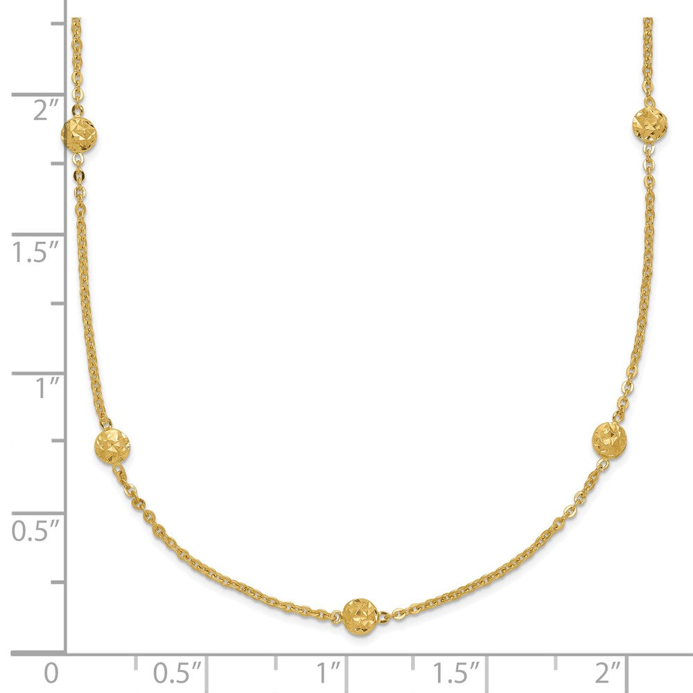 14k Polished Diamond-cut Tiny Puffed Circles 15-Station Necklace