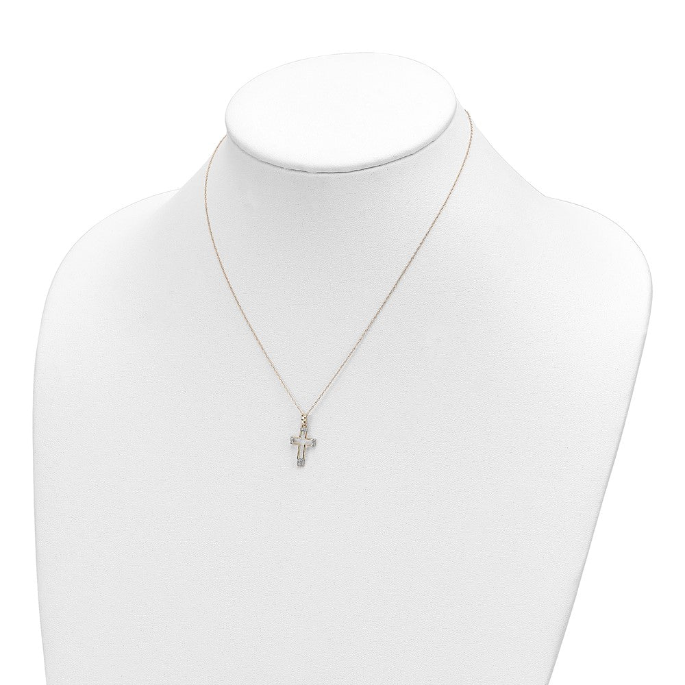 14k Polished CZ Cross Pendant Necklace