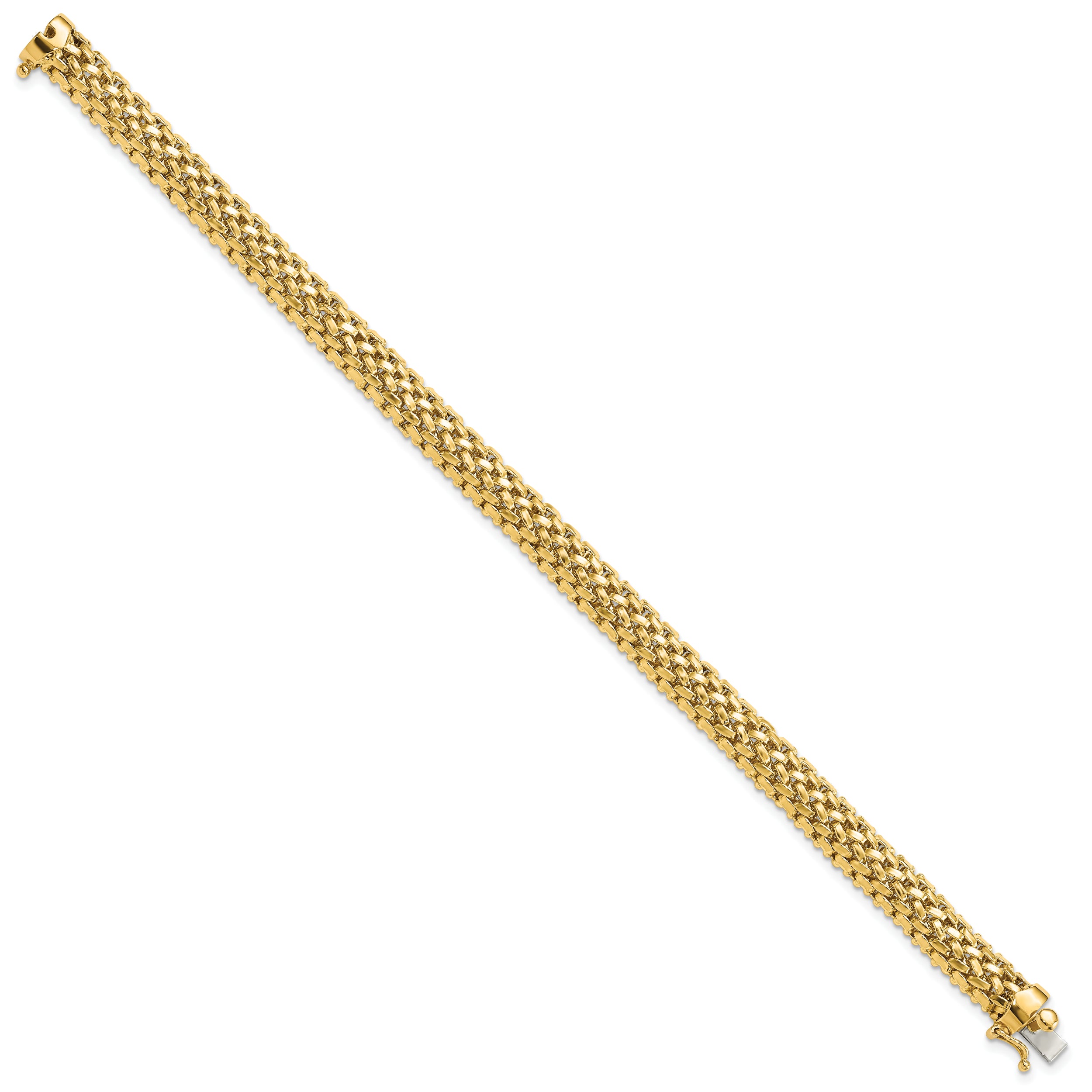 14K 7.25In 6.75Mm Polished Mesh Bracelet