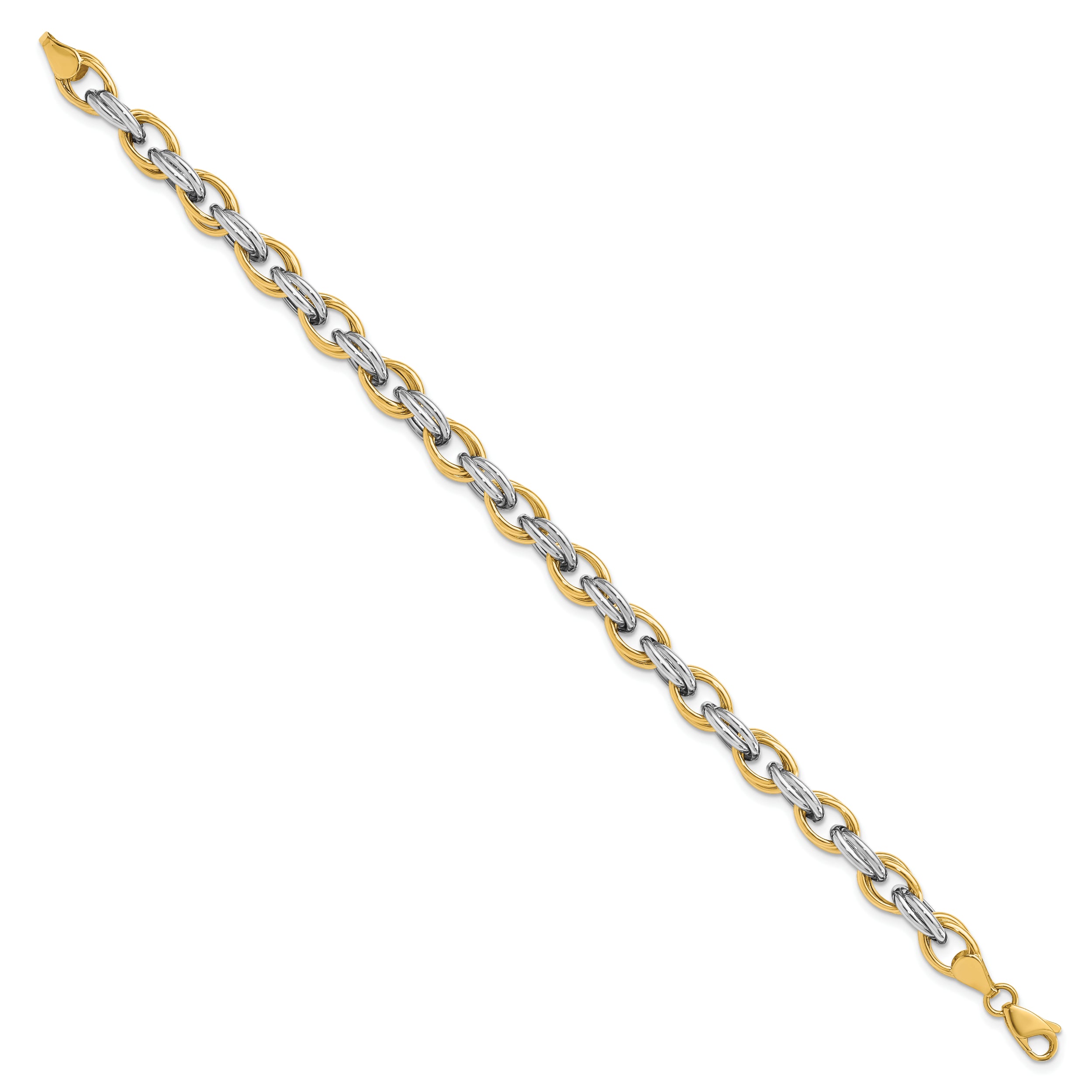 14K Two-Tone Fancy Hollow Link Bracelet