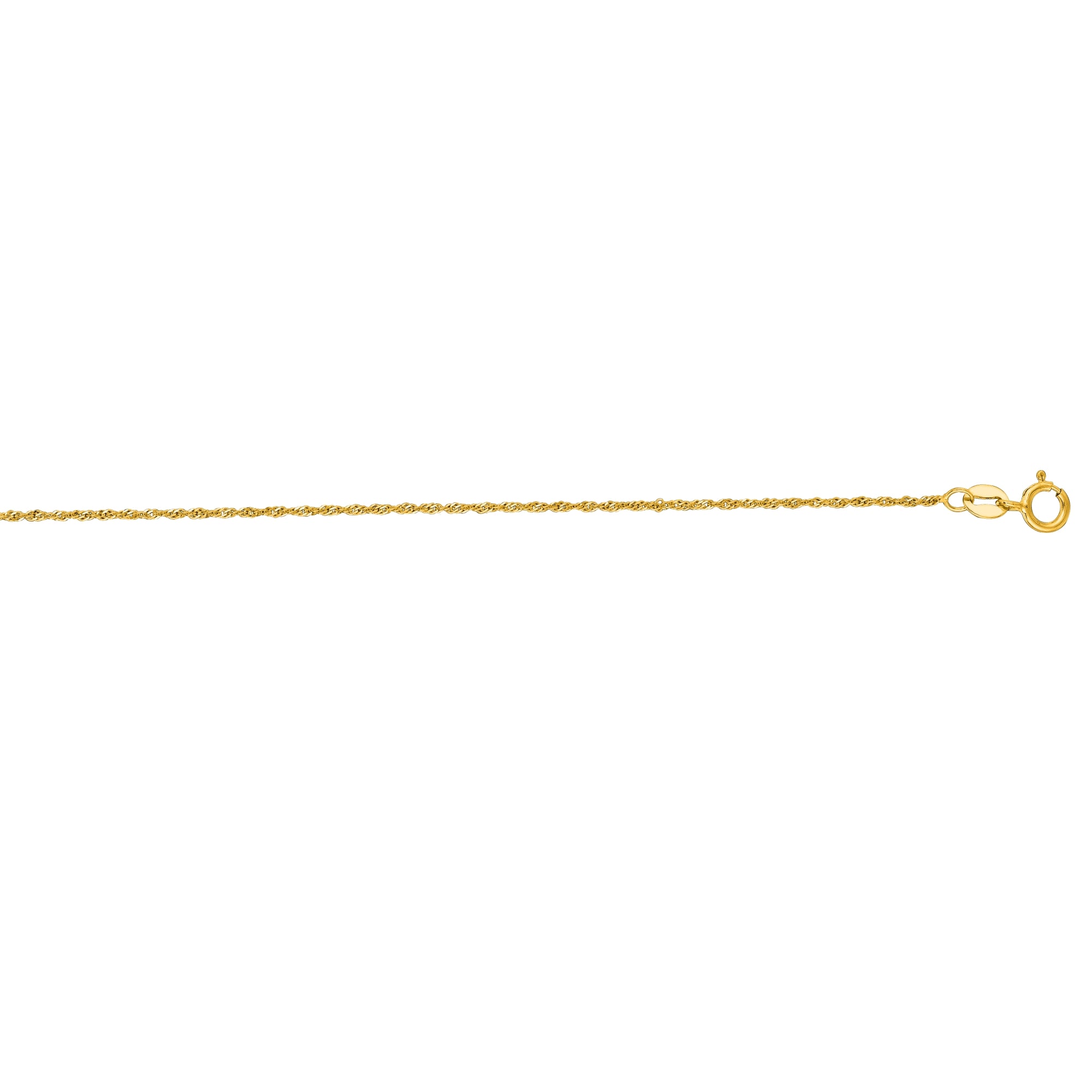 14K Yellow Gold 1.1mm Singapore 24" Chain with Spring Ring Clasp