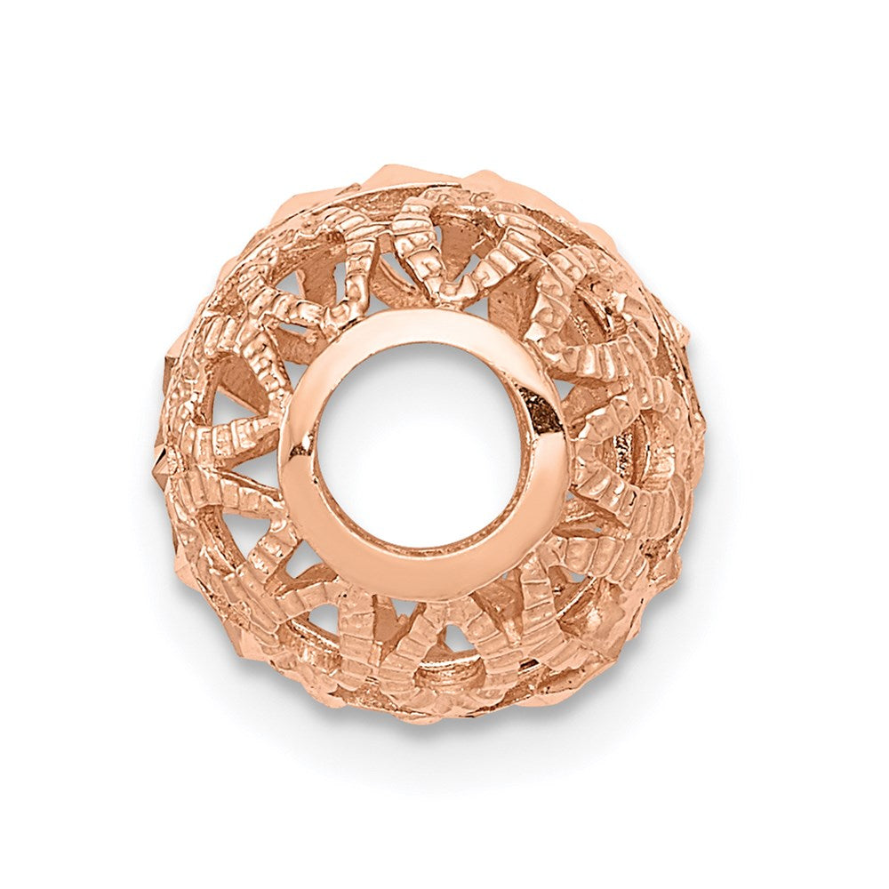 14k Rose Gold Diamond-cut Filigree Ball Chain Slide