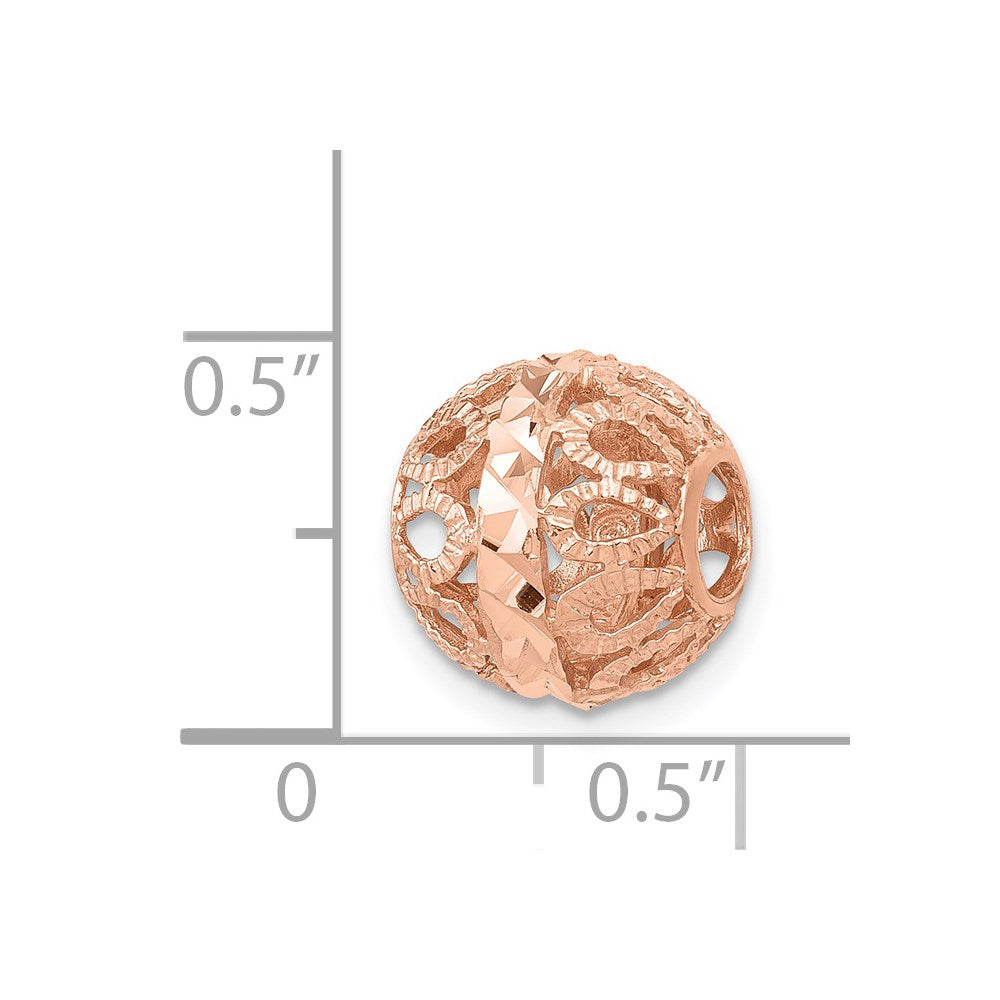 14k Rose Gold Diamond-cut Filigree Ball Chain Slide